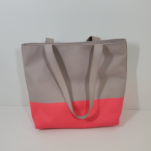 Kate Spade Two-Tone Gray Pink Tote Bag Purse With Dust Bag - Picture 3 of 12